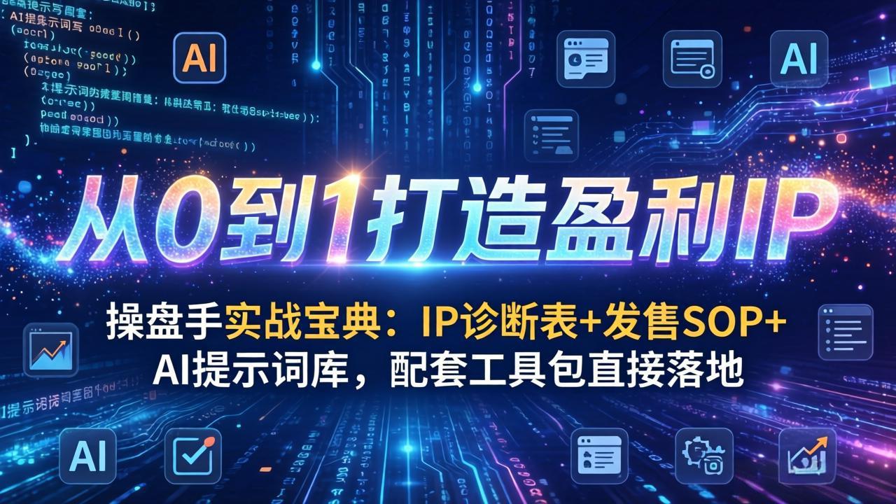 (17593期)操盘手实战宝典:IP诊断表+发售SOP+AI提示词库,配套工具包直接落地,从0到1打造盈利IP网创吧-网创项目资源站-副业项目-创业项目-搞钱项目网创吧