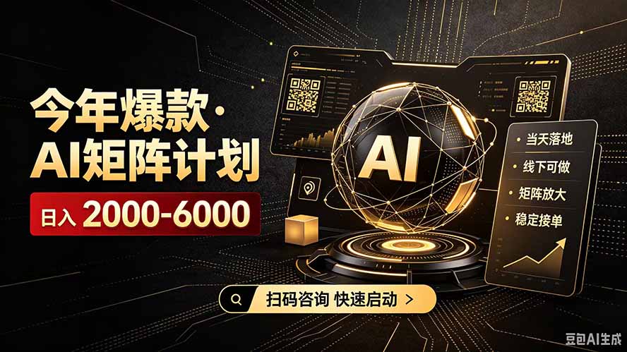 （19703期）AI矩阵计划！日收益3000-8000+，项目绿色长久，安全合规靠谱，可批量放大。扶持工作室和分公司网创吧-网创项目资源站-副业项目-创业项目-搞钱项目网创吧