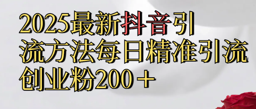 真实免费分享,2025最新抖音引流,方法每日精准引流创业粉300+网创吧-网创项目资源站-副业项目-创业项目-搞钱项目网创吧