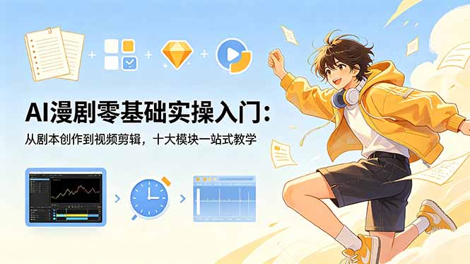 (18812期)AI漫剧零基础实操入门:从剧本创作到视频剪辑,十大模块一站式教学