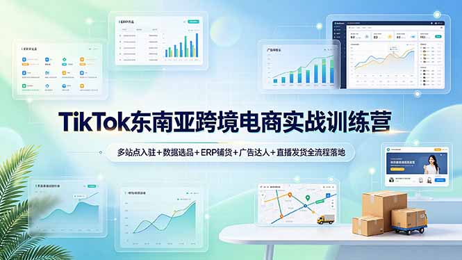 (19155期)TikTok东南亚跨境电商实战训练营:多站点入驻+数据选品+ERP铺货+广告达人+直播发货全流程落地