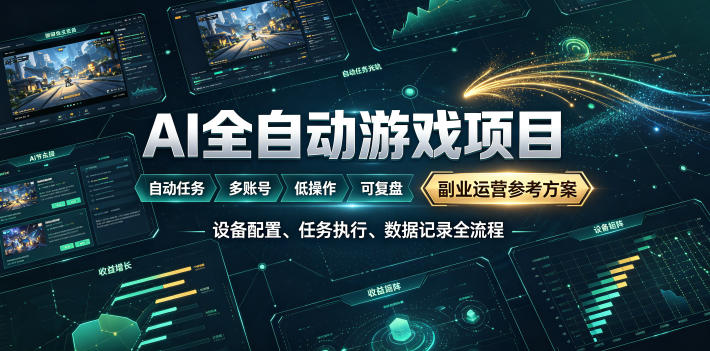 （19365期）AI全自动游戏躺賺副业：日入几百，稳定运行三年的项目！网创库-网创项目资源站-副业项目-创业项目-搞钱项目网创吧