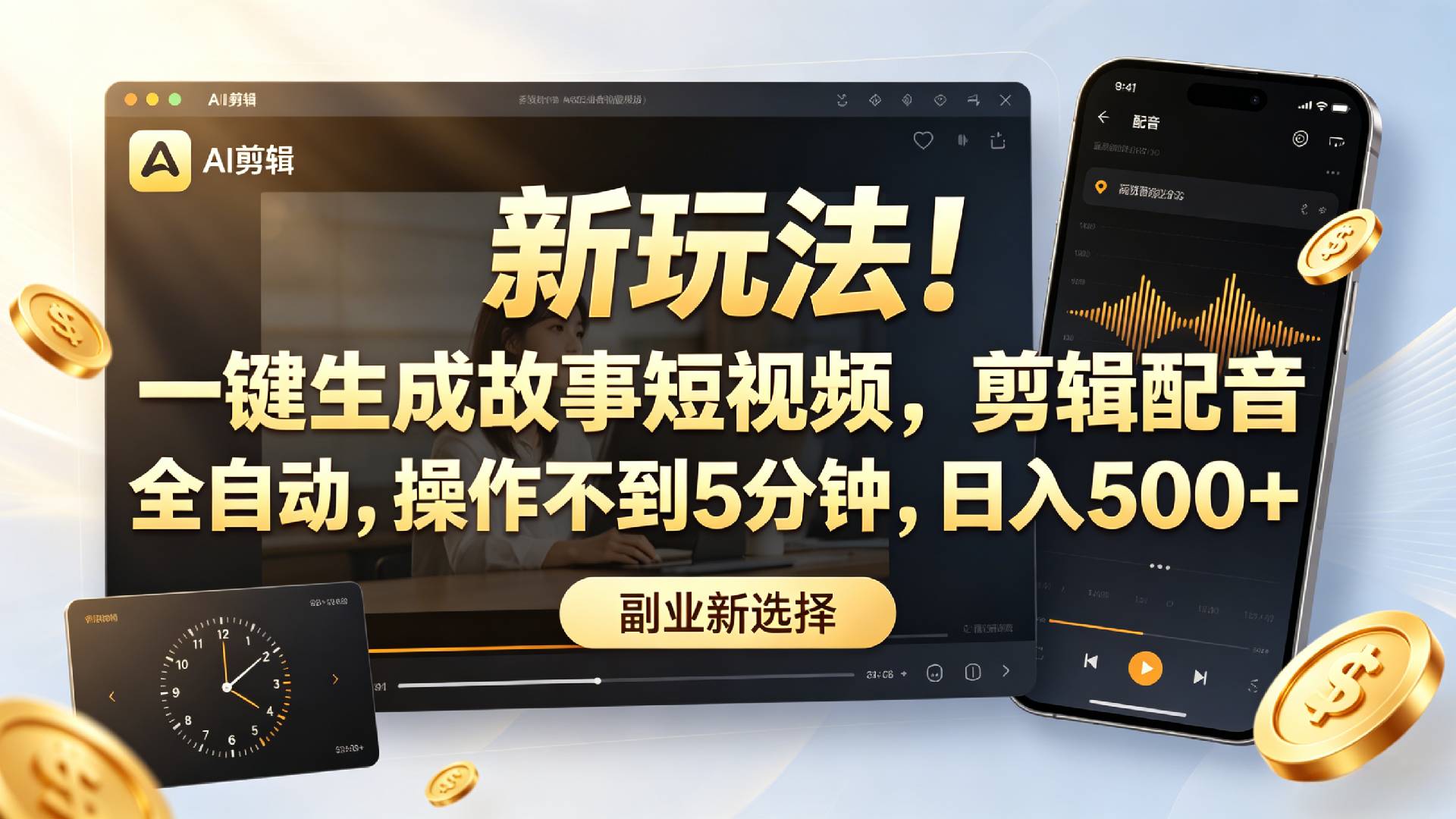 新玩法!一键生成故事短视频,剪辑配音全自动,操作不到5分钟,日入500+网创吧-网创项目资源站-副业项目-创业项目-搞钱项目网创吧