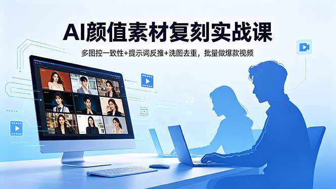 (18450期)AI颜值素材复刻实战课,多图控一致性+提示词反推+洗图去重,批量做爆款视频