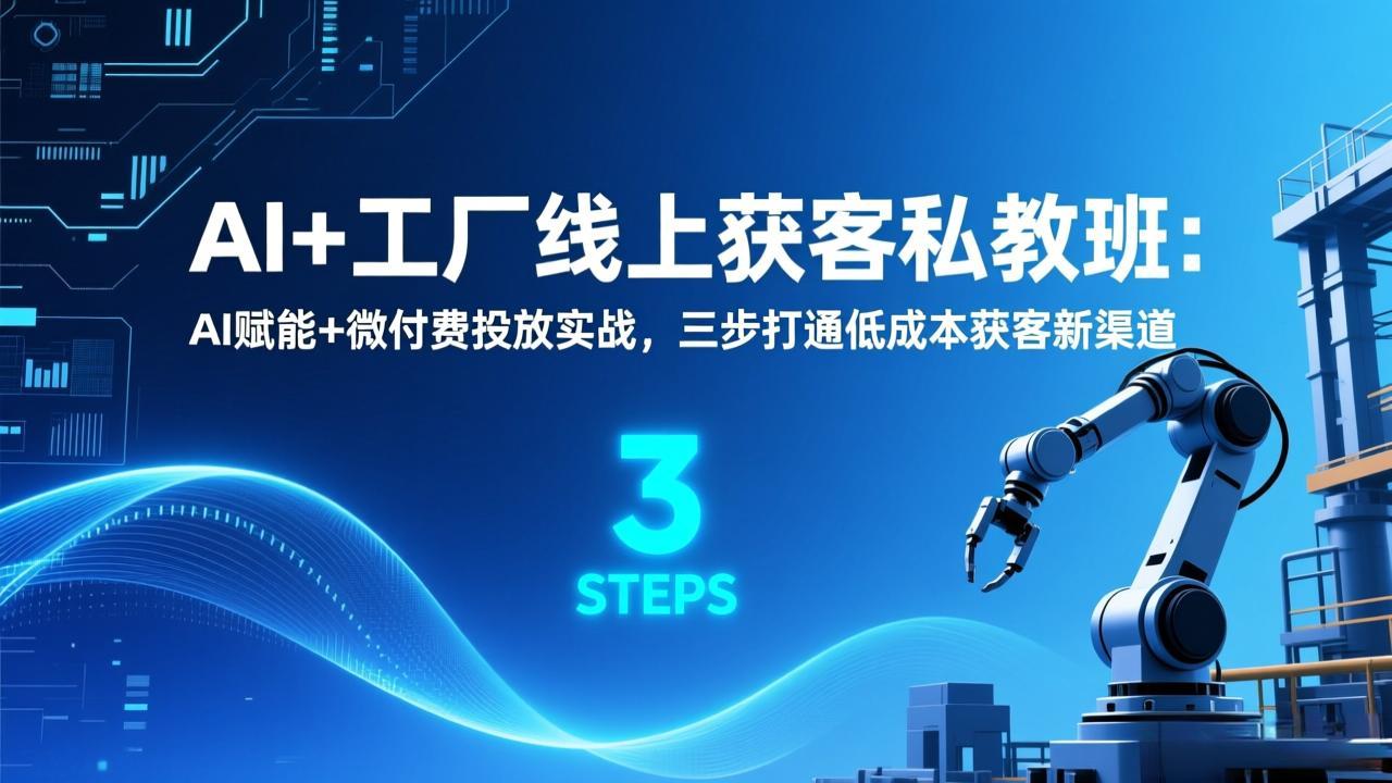 （17180期）AI+工厂线上获客私教班：AI赋能+微付费投放实战，三步打通低成本获客新渠道网创吧-网创项目资源站-副业项目-创业项目-搞钱项目网创吧