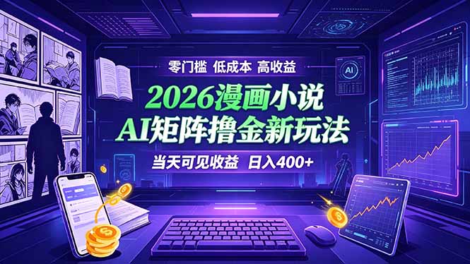 （19219期）爆款小说漫画大阅读 ai矩阵操作 当天可见收益 日入400+ 零门槛 高收益网创吧-网创项目资源站-副业项目-创业项目-搞钱项目网创吧