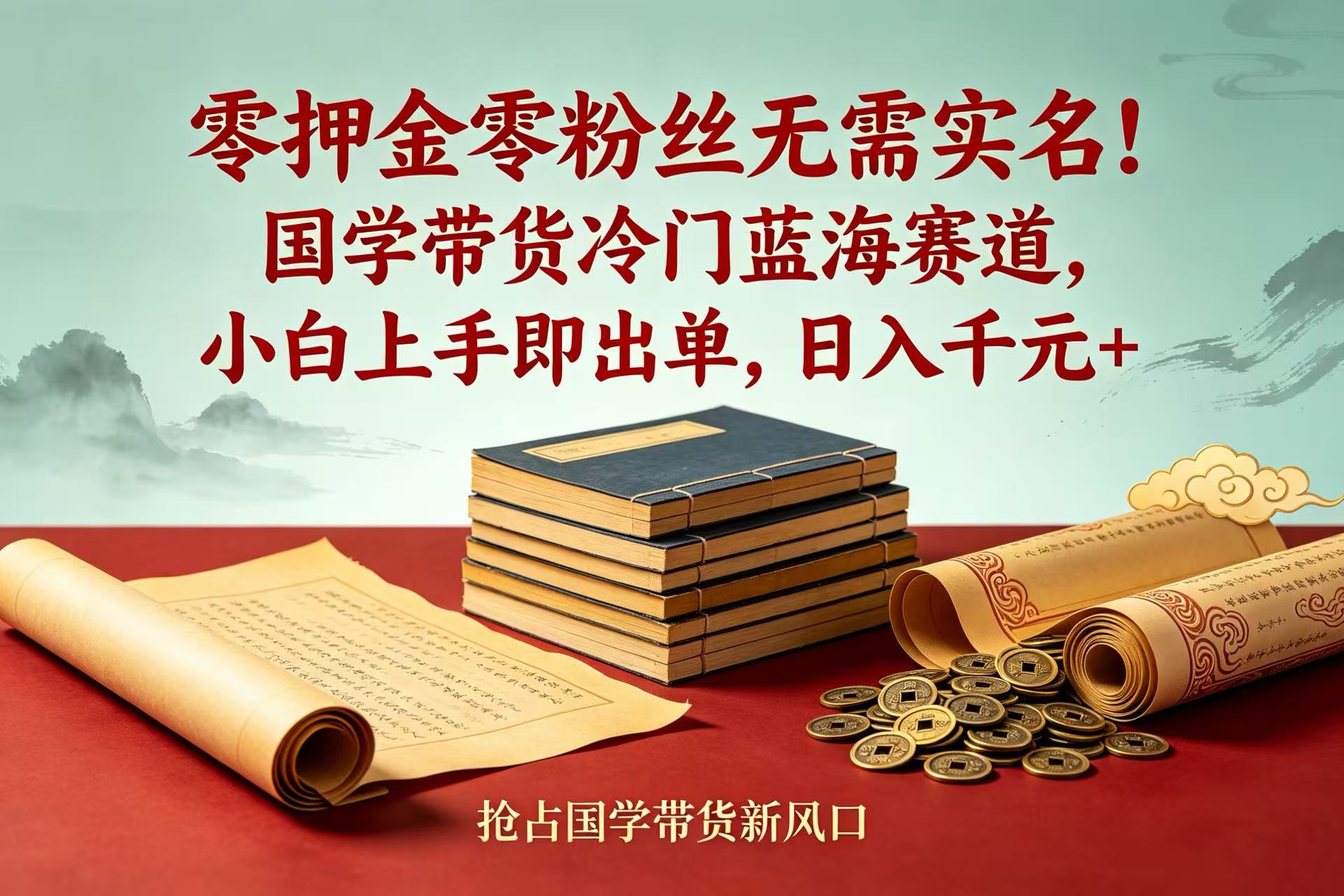 零押金零粉丝无需实名!国学带货冷门蓝海赛道,小白上手即出单,日入千元 +网创吧-网创项目资源站-副业项目-创业项目-搞钱项目网创吧