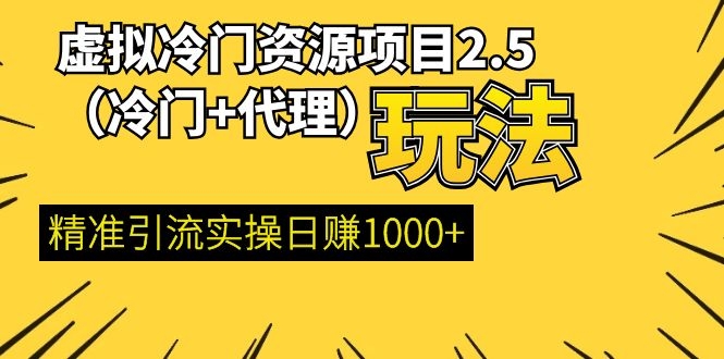 (1185期)虚拟冷门资源项目2.5(冷门&代理玩法) 精准引流实操日赚1000+(更新中)网创吧-网创项目资源站-副业项目-创业项目-搞钱项目网创吧