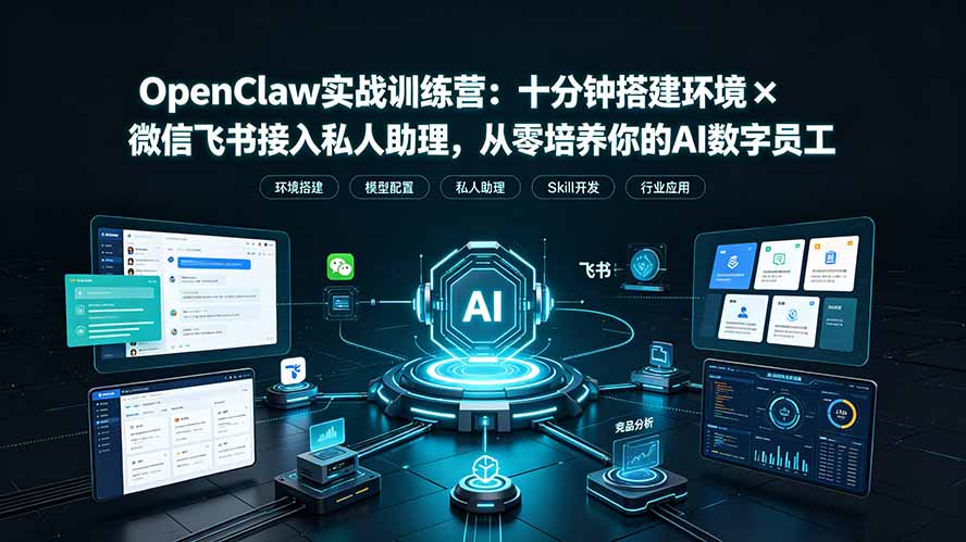 (19287期)OpenClaw实战特训营:十分钟搭建环境×微信飞书接入私人助理,从零培养你的AI数字员工