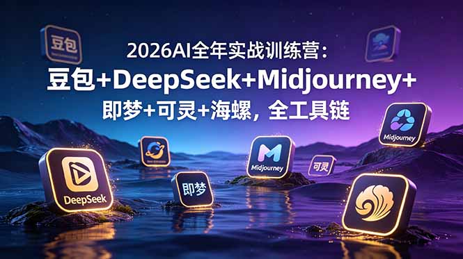 (19038期)2026AI全年实战训练营:豆包+DeepSeek+Midjourney+即梦+可灵+海螺,全工具链
