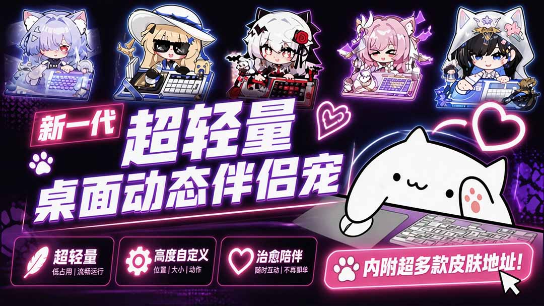 （20293期）开源免费用！新一代超轻量桌面动态伴侣宠，体验更美观，更丝滑，内附超多款皮肤地址，BongoCat网创吧-网创项目资源站-副业项目-创业项目-搞钱项目网创吧