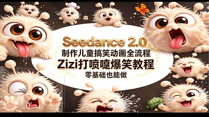 (18211期)Seedance 2.0 制作儿童搞笑动画全流程Zizi打喷嚏爆笑教程|零基础也能做网创库-网创项目资源站-副业项目-创业项目-搞钱项目网创吧