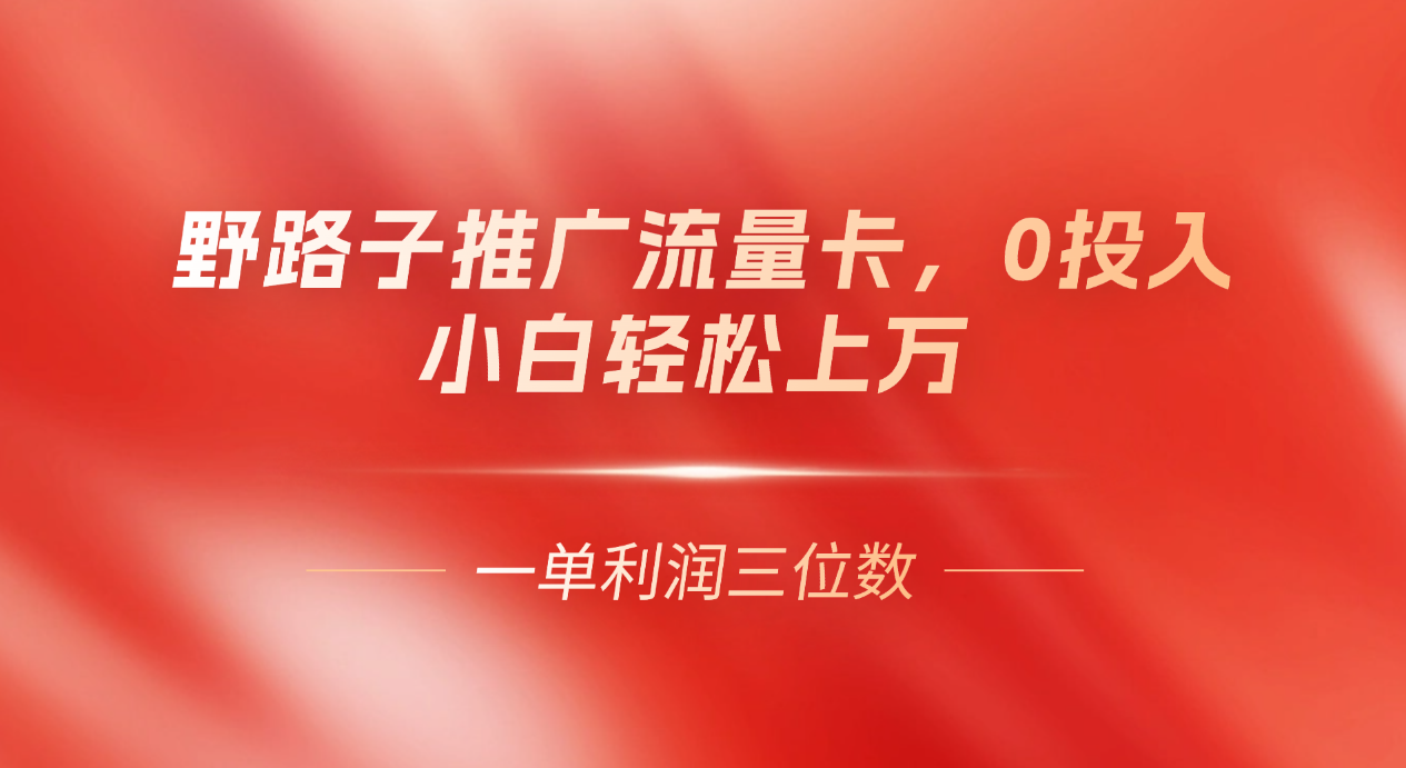 野路子推广流量卡,一单利润上百,0投入,小白月利润上万网创吧-网创项目资源站-副业项目-创业项目-搞钱项目网创吧