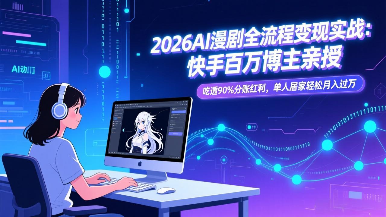 (17266期)2026AI漫剧全流程变现实战:快手百万博主亲授,吃透90%分账红利,单人居家轻松月入过万网创吧-网创项目资源站-副业项目-创业项目-搞钱项目网创吧