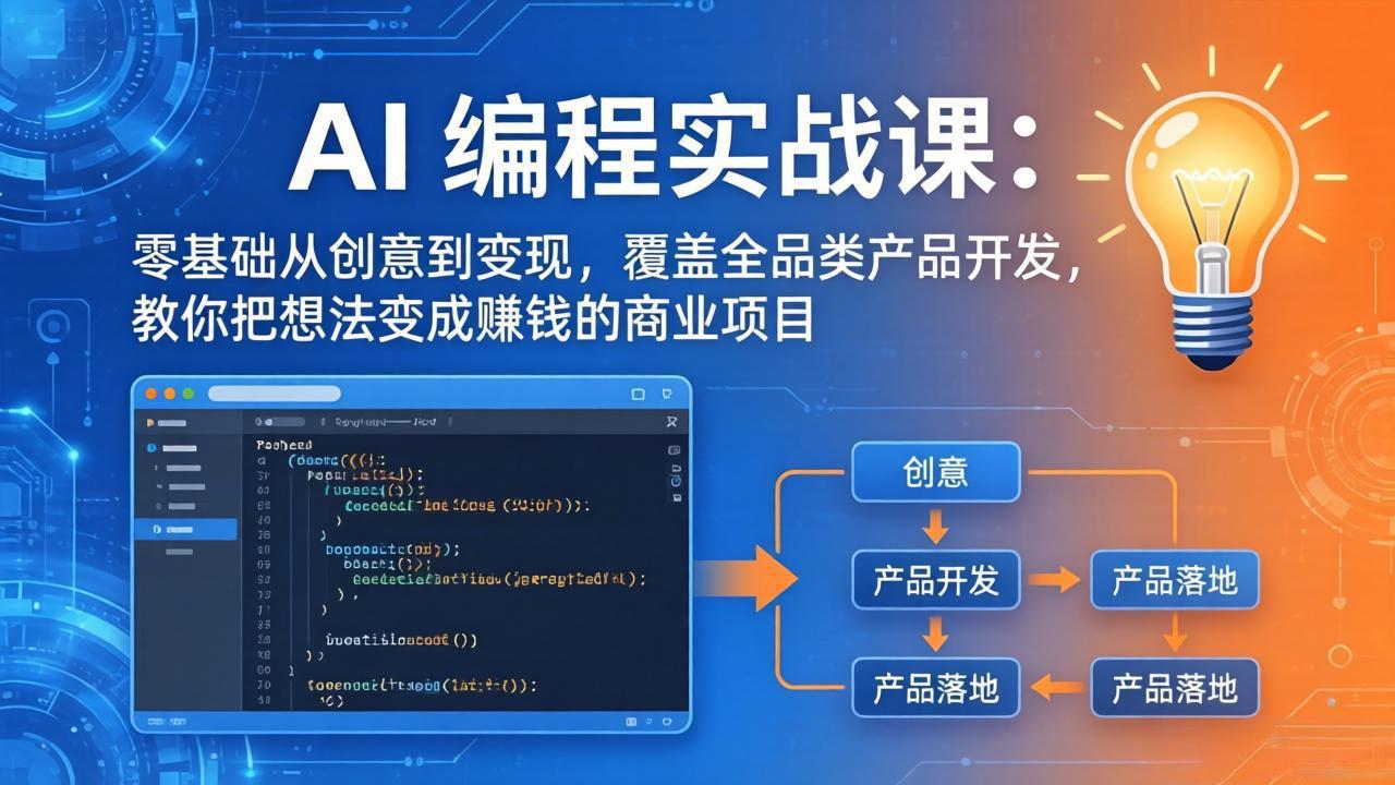 (18857期)AI编程实战课-第三期-6月更新:零基础从创意到变现,覆盖全品类产品开发,把想法变成赚钱项目