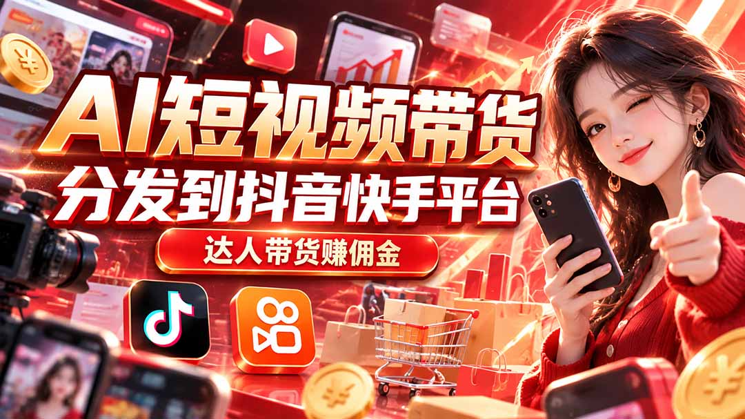 (20754期)【AI短视频带货】分发到抖音快手平台,达人带货赚佣金网创库-网创项目资源站-副业项目-创业项目-搞钱项目网创吧