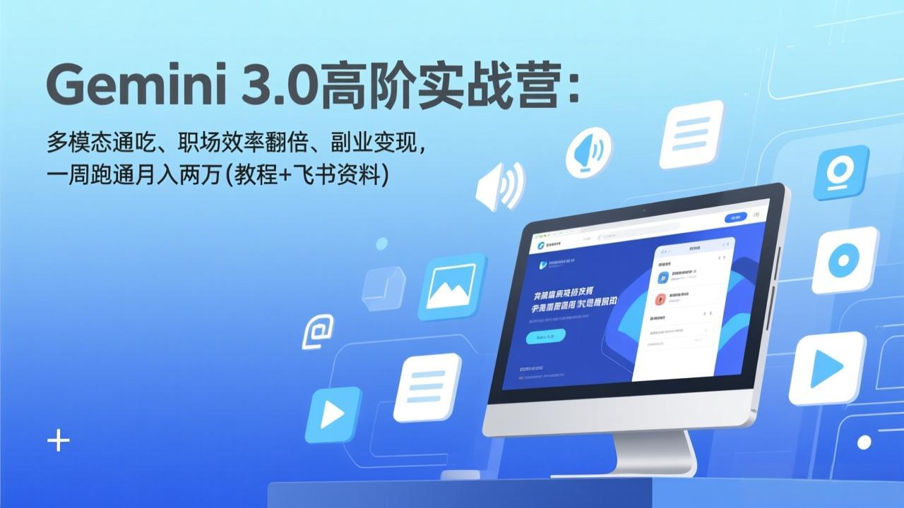 （17386期）Gemini 3.0高阶实战营：多模态通吃、职场效率翻倍、副业变现，一周跑通月入两万(教程+飞书资料)网创吧-网创项目资源站-副业项目-创业项目-搞钱项目网创吧