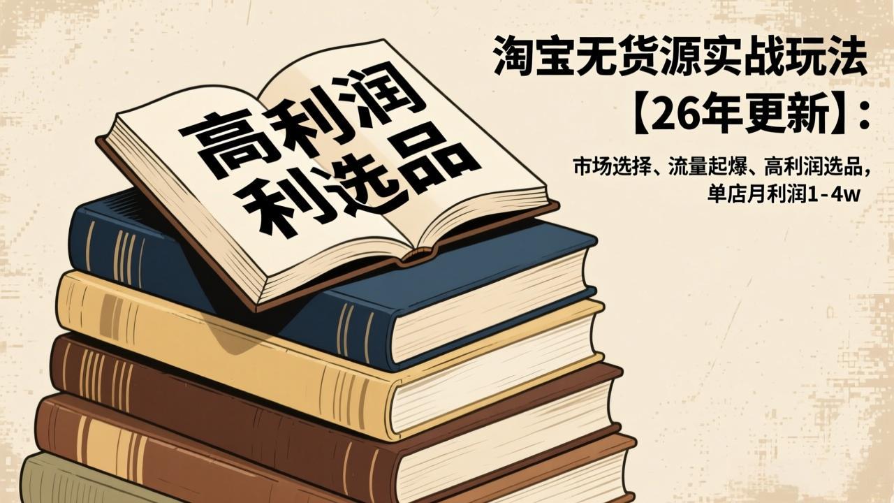 (17046期)淘宝无货源实战玩法【26年更新】:市场选择、流量起爆、高利润选品,单店月利润1-4w网创吧-网创项目资源站-副业项目-创业项目-搞钱项目网创吧