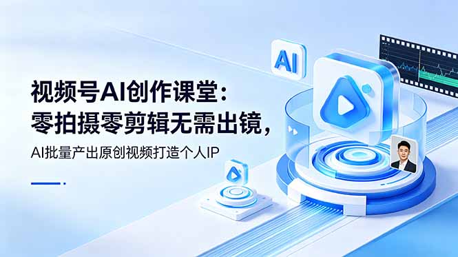 （19049期）视频号AI创作课堂：零拍摄零剪辑无需出镜，AI批量产出原创视频打造个人IP网创吧-网创项目资源站-副业项目-创业项目-搞钱项目网创吧