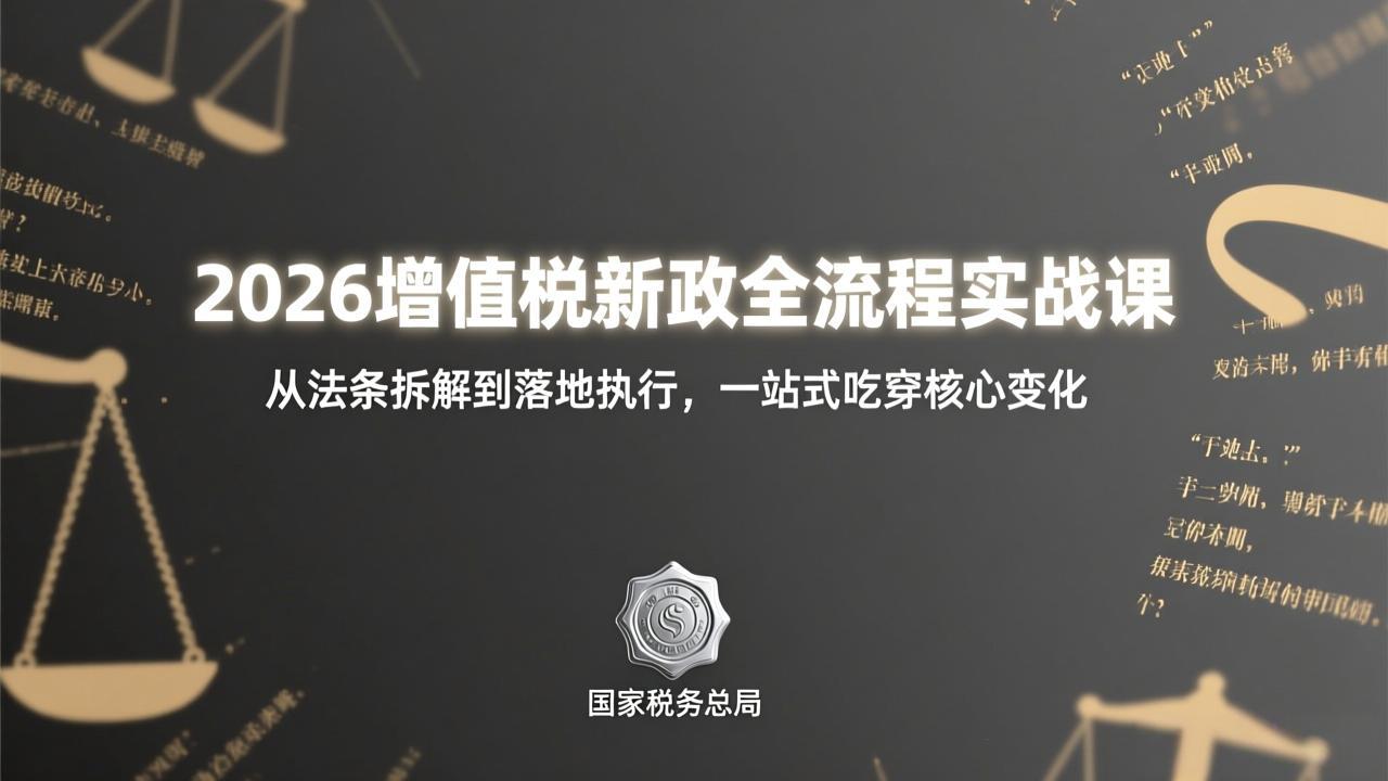(17529期)2026增值税新政全流程实战课:从法条拆解到落地执行,一站式吃透核心变化网创吧-网创项目资源站-副业项目-创业项目-搞钱项目网创吧