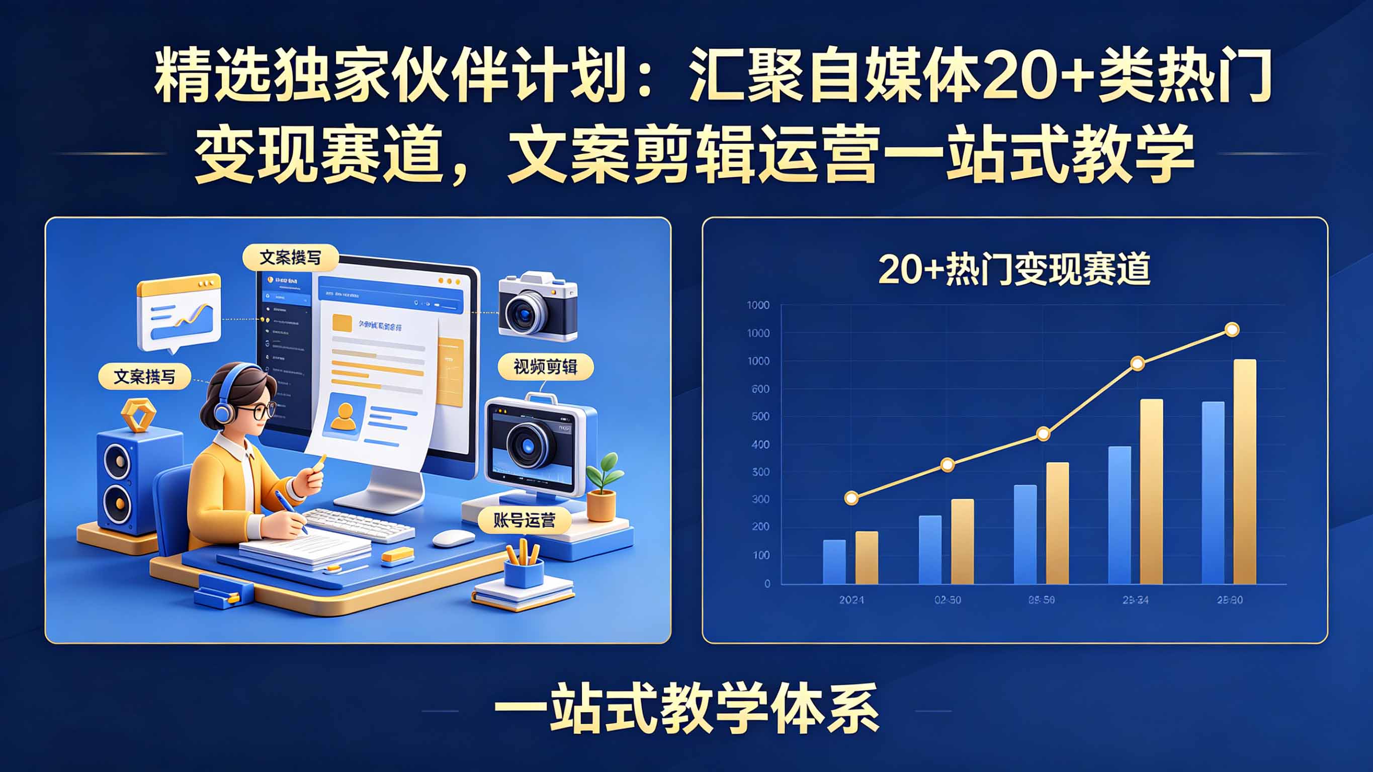 (18478期)精选独家伙伴计划:汇聚自媒体20+类热门变现赛道,文案剪辑运营一站式教学网创吧-网创项目资源站-副业项目-创业项目-搞钱项目网创吧