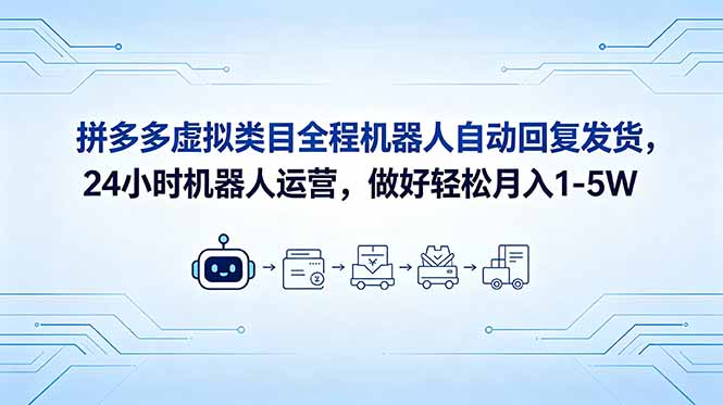 (18715期)拼多多虚拟类目全程机器人自动回复发货,24 小时机器人运营,做好轻松月入 1-5W