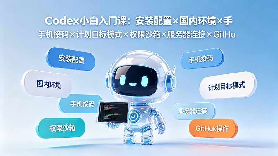 （19402期）Codex小白入门课：安装配置×国内环境×手机接码×计划目标模式×权限沙箱×服务器连接×GitHub操作网创库-网创项目资源站-副业项目-创业项目-搞钱项目网创吧