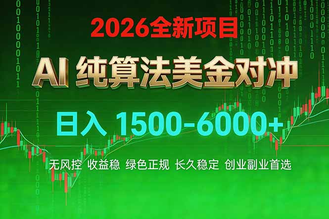 (17466期)2026 全新美金对冲项目,不套平台赠金,不封号,纯算法对冲,日入 1500-6000+网创库-网创项目资源站-副业项目-创业项目-搞钱项目网创吧