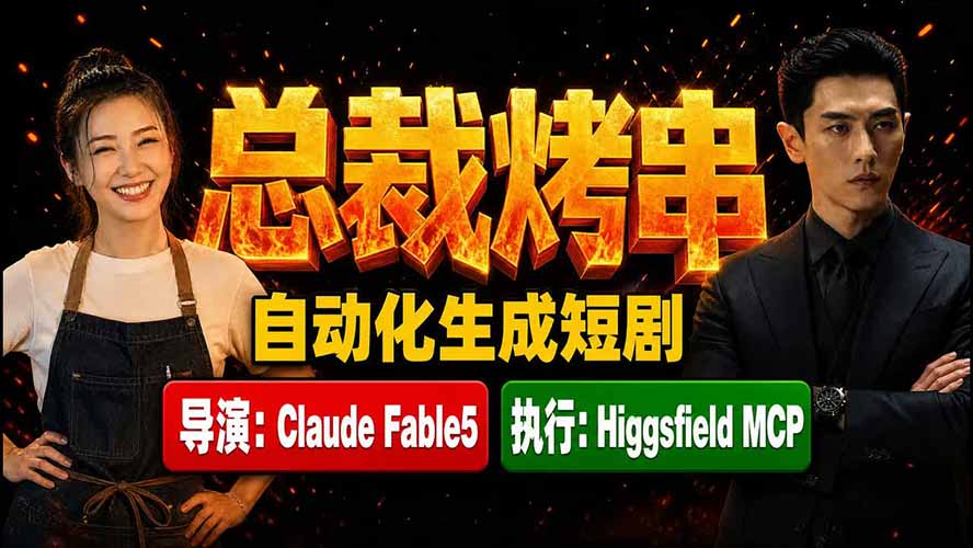 (19541期)《总裁烤串》真人短剧全自动诞生!Claude Fable5 当导演,Higgsfield MCP 执行!网创吧-网创项目资源站-副业项目-创业项目-搞钱项目网创吧
