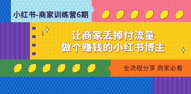 (4782期)小红书-商家训练营12期:让商家丢掉付流量,做个赚钱的小红书博主网创吧-网创项目资源站-副业项目-创业项目-搞钱项目网创吧
