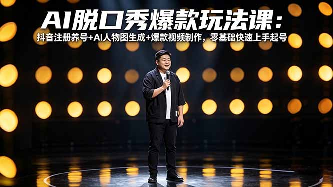 (18012期)AI脱口秀爆款玩法课:抖音注册养号+AI人物图生成+爆款视频制作,零基础快速上手起号网创吧-网创项目资源站-副业项目-创业项目-搞钱项目网创吧