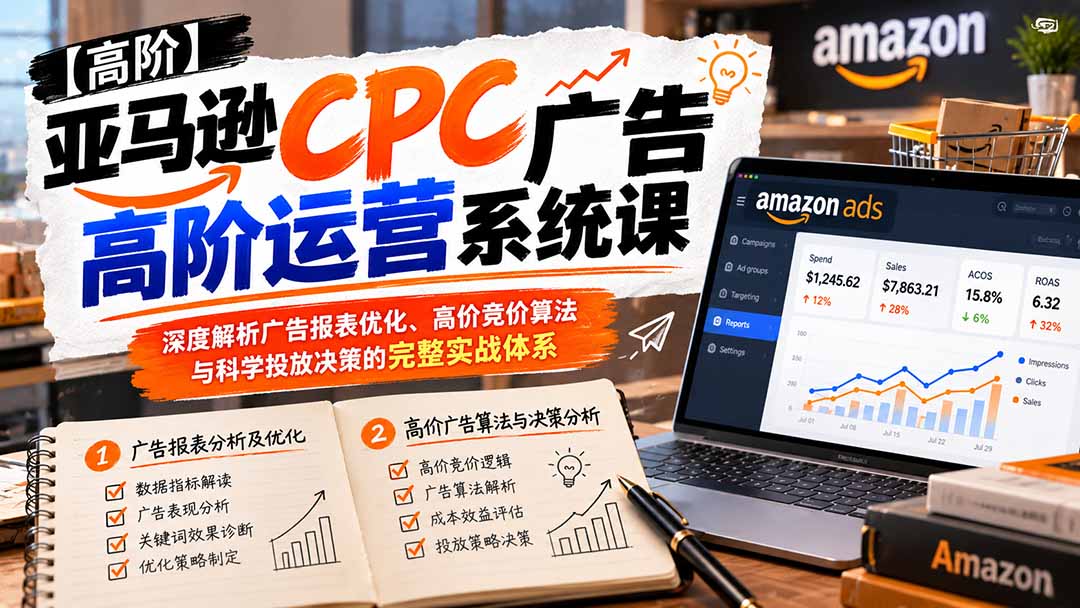 (20950期)亚马逊CPC广告高阶运营系统课:深度解析广告报表优化、高价竞价算法与科学投放决策的完整实战体系-网创项目资源站-副业项目_创业项目_搞钱项目_网创项目资源平台