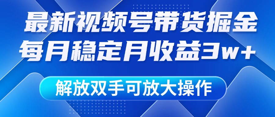 最新视频号带货掘金项目,每月稳定月收益3w+,解放双手,可放大操作网创吧-网创项目资源站-副业项目-创业项目-搞钱项目网创吧