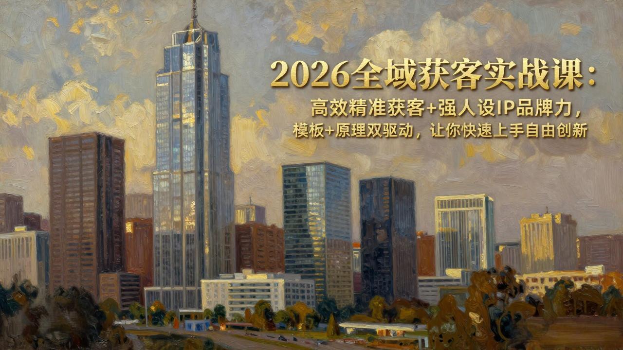 (17613期)2026全域获客实战课:高效精准获客+强人设IP品牌力,模板+原理双驱动,让你快速上手自由创新