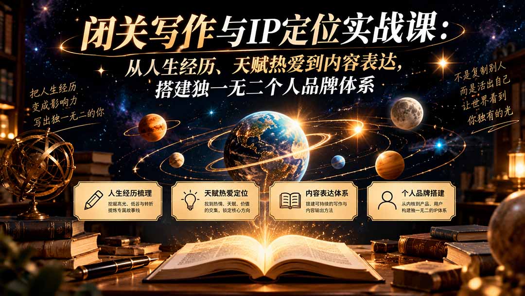 （20634期）闭关写作与IP定位实战课：从人生经历、天赋热爱到内容表达，搭建独一无二个人品牌体系网创吧-网创项目资源站-副业项目-创业项目-搞钱项目网创吧