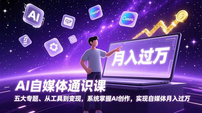 (17035期)AI自媒体通识课,五大专题、从工具到变现,系统掌握AI创作,实现自媒体月入过万网创吧-网创项目资源站-副业项目-创业项目-搞钱项目网创吧