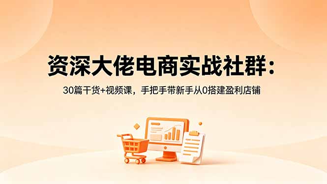 （18529期）资深大佬电商实战社群：30篇干货+视频课，手把手带新手从0搭建盈利店铺网创吧-网创项目资源站-副业项目-创业项目-搞钱项目网创吧