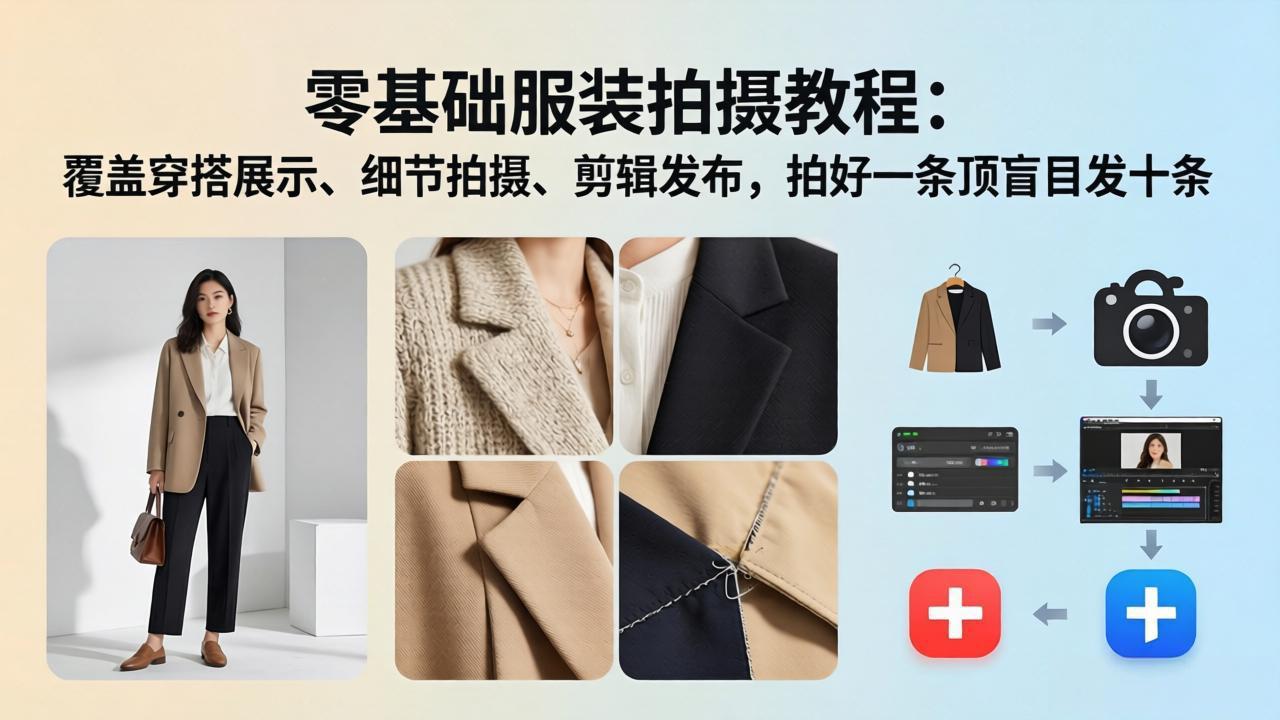 （17829期）零基础服装拍摄教程：覆盖穿搭展示、细节拍摄、剪辑发布，拍好一条顶盲目发十条网创库-网创项目资源站-副业项目-创业项目-搞钱项目网创吧