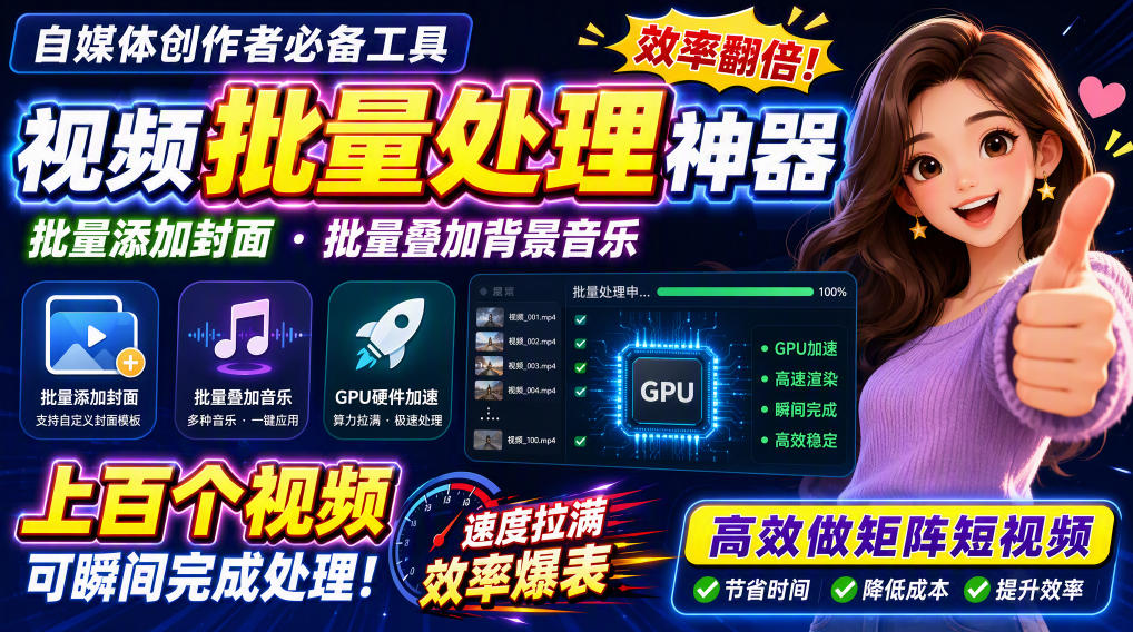 (20399期)视频批量加封面,把封面添加到视频第一帧,不用剪辑软件批量添加网创吧-网创项目资源站-副业项目-创业项目-搞钱项目网创吧