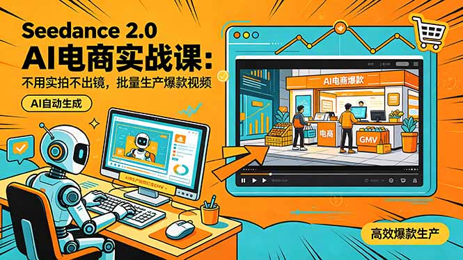 （18435期）Seedance 2.0 AI电商实战课：不用实拍不出镜，批量生产爆款视频打爆GMV网创吧-网创项目资源站-副业项目-创业项目-搞钱项目网创吧