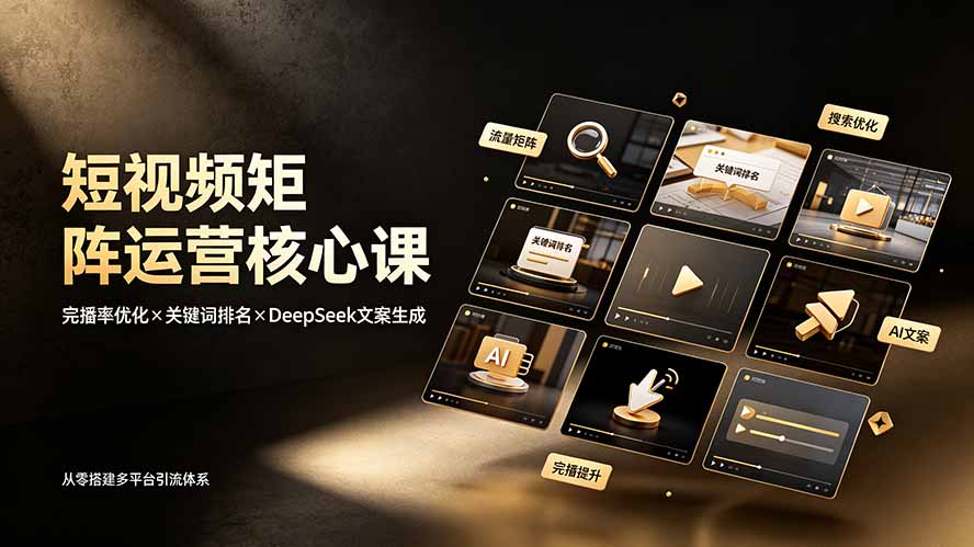 (19259期)短视频矩阵运营核心课:完播率优化×关键词排名×DeepSeek文案生成,从零搭建多平台引流体系网创库-网创项目资源站-副业项目-创业项目-搞钱项目网创吧
