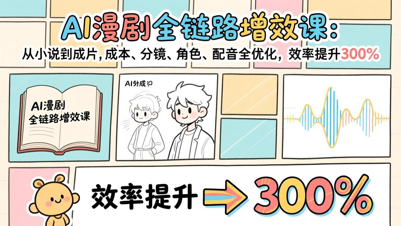(17245期)AI漫剧全链路增效课:从小说到成片,成本、分镜、角色、配音全优化,效率提升300%