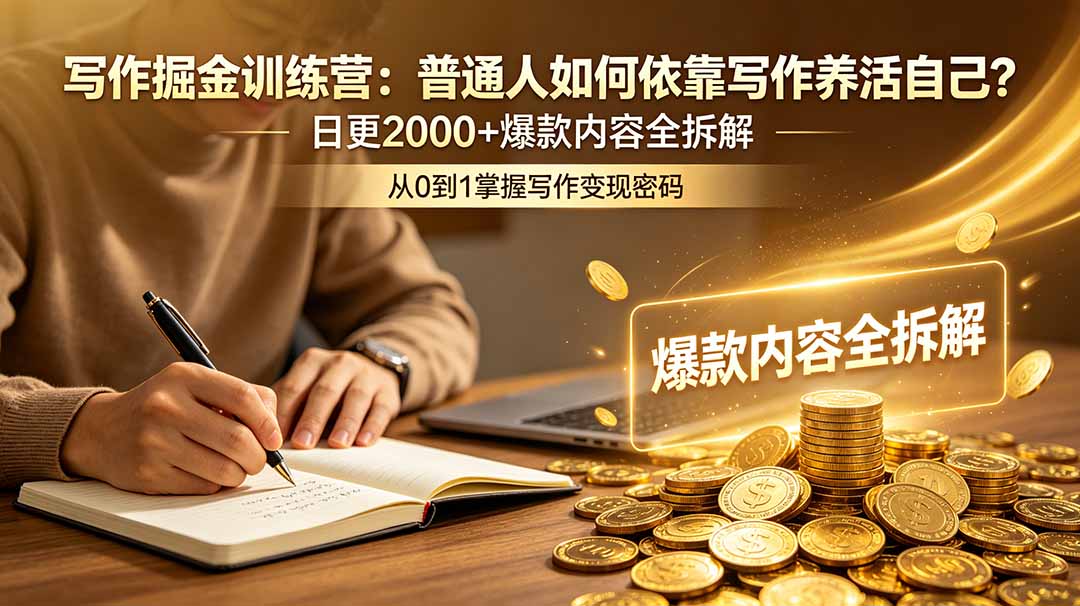 （18901期）写作掘金训练营：普通人如何依靠写作养活自己？日更2000+爆款内容全拆解网创吧-网创项目资源站-副业项目-创业项目-搞钱项目网创吧
