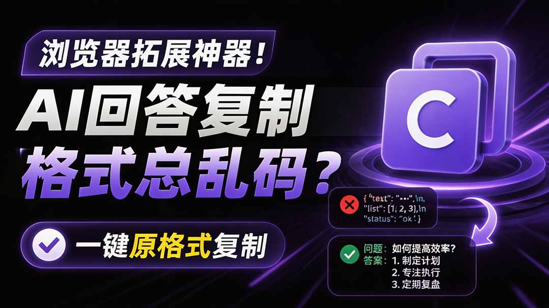 (19599期)你的 AI 回答内容复制格式总乱码?完美一键保留原格式复制,办公宝藏浏览器插件 Copy With Format