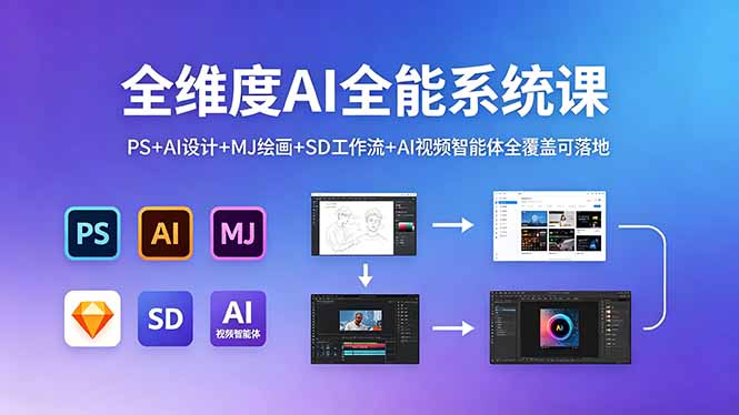 （18465期）全维度AI全能系统课，PS+AI设计+MJ绘画+SD工作流+AI视频智能体全覆盖可落地网创库-网创项目资源站-副业项目-创业项目-搞钱项目网创吧