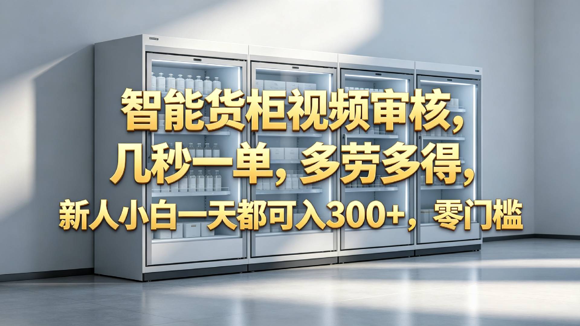 智能货柜视频审核，几秒一单，多劳多得，新人小白一天都可入 300+，零门槛网创吧-网创项目资源站-副业项目-创业项目-搞钱项目网创吧