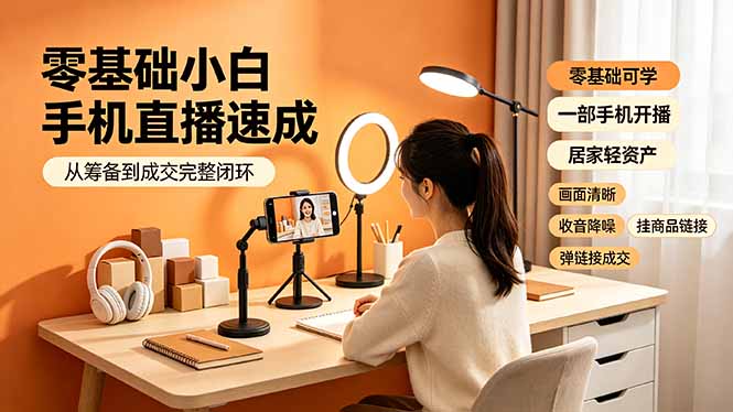（19231期）零基础小白手机直播速成，从筹备到成交完整闭环，适配苹果安卓系统，解决杂音卡顿留人难问题网创吧-网创项目资源站-副业项目-创业项目-搞钱项目网创吧