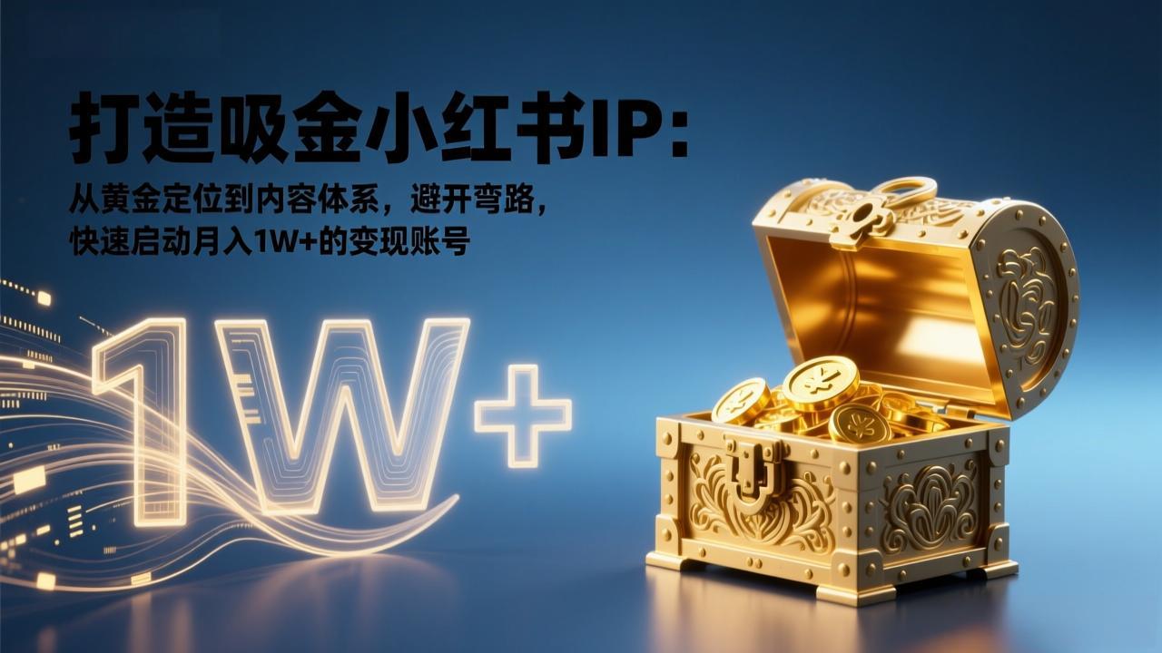 （17227期）打造吸金小红书IP：从黄金定位到内容体系，避开弯路，快速启动月入1W+的变现账号网创库-网创项目资源站-副业项目-创业项目-搞钱项目网创吧