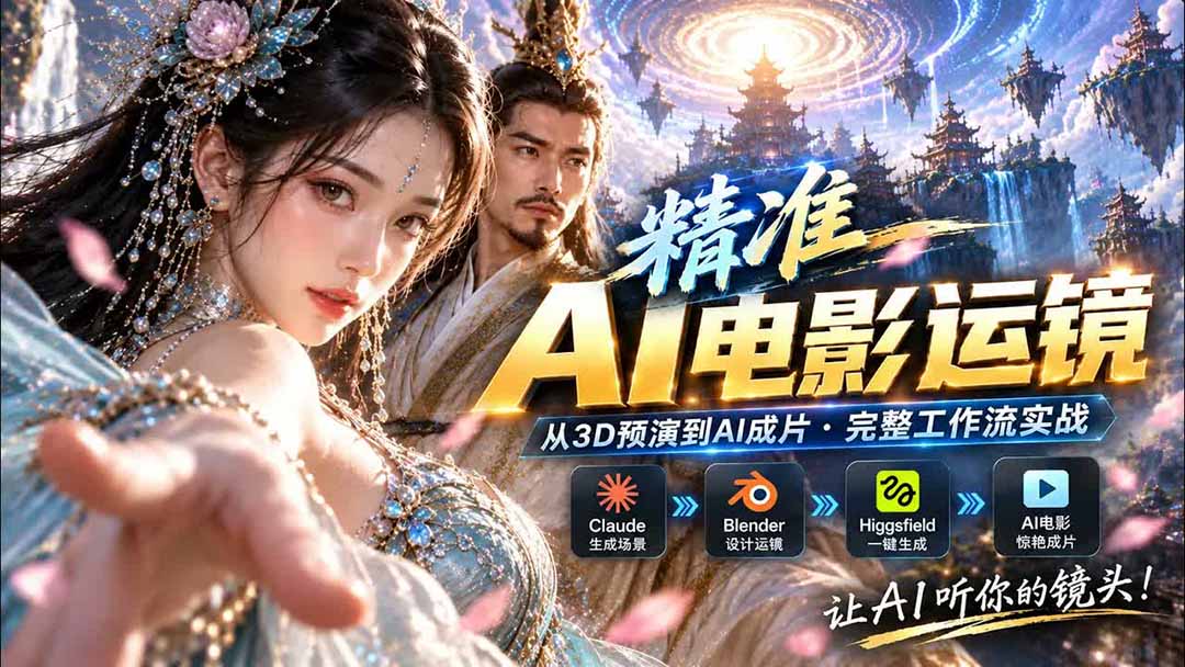(20503期)AI视频终于能精准运镜了!Claude + Blender + Higgsfield 免费插件实测网创吧-网创项目资源站-副业项目-创业项目-搞钱项目网创吧