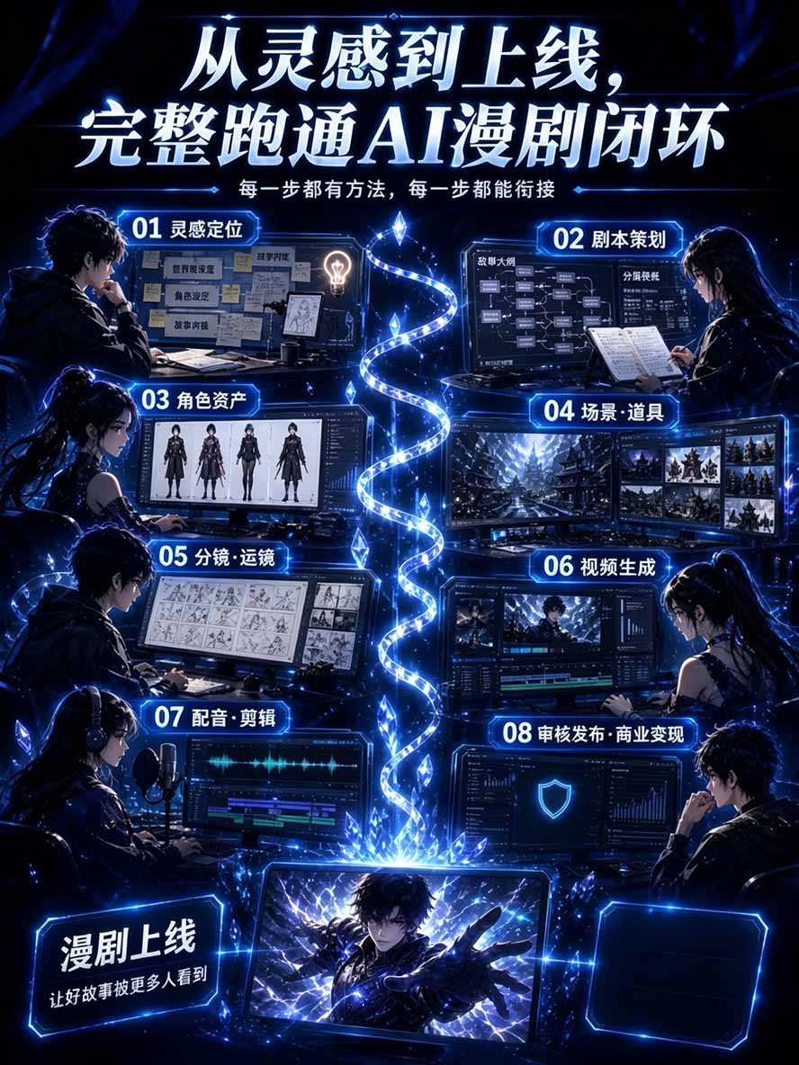 (20906期)【无水印】2026AI漫剧创作与商业变现掘金营:打通选题→AI编剧→角色场景→自动分镜→视频生成→剪辑发布→运营变现-网创项目资源站-副业项目_创业项目_搞钱项目_网创项目资源平台